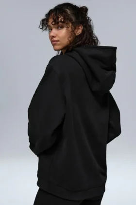 Renown Ağır French Terry Kapüşonlu Kapüşonlu Sweatshirt – Siyah