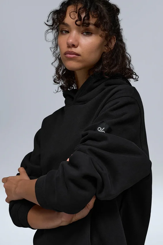 Renown Ağır French Terry Kapüşonlu Kapüşonlu Sweatshirt - Siyah