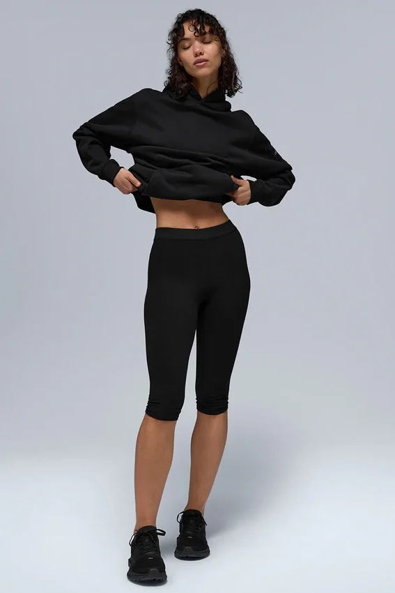 Renown Ağır French Terry Kapüşonlu Kapüşonlu Sweatshirt - Siyah