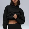 Renown Ağır French Terry Kapüşonlu Kapüşonlu Sweatshirt - Siyah