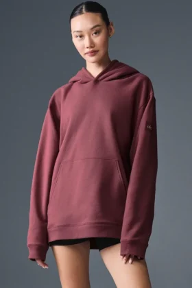 Renown Ağır French Terry Kapüşonlu Sweatshirt - Bordo Trüf