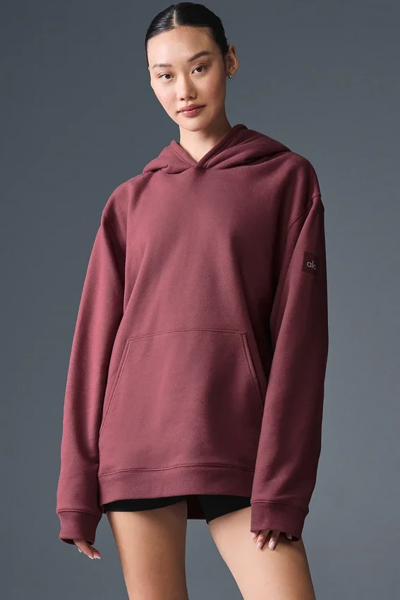 Renown Ağır French Terry Kapüşonlu Sweatshirt - Bordo Trüf