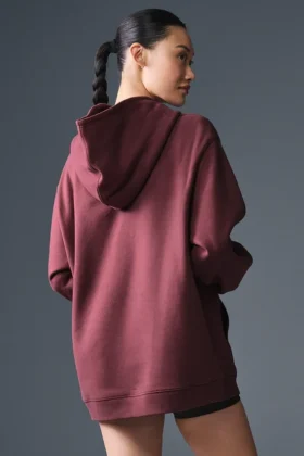 Renown Ağır French Terry Kapüşonlu Sweatshirt – Bordo Trüf