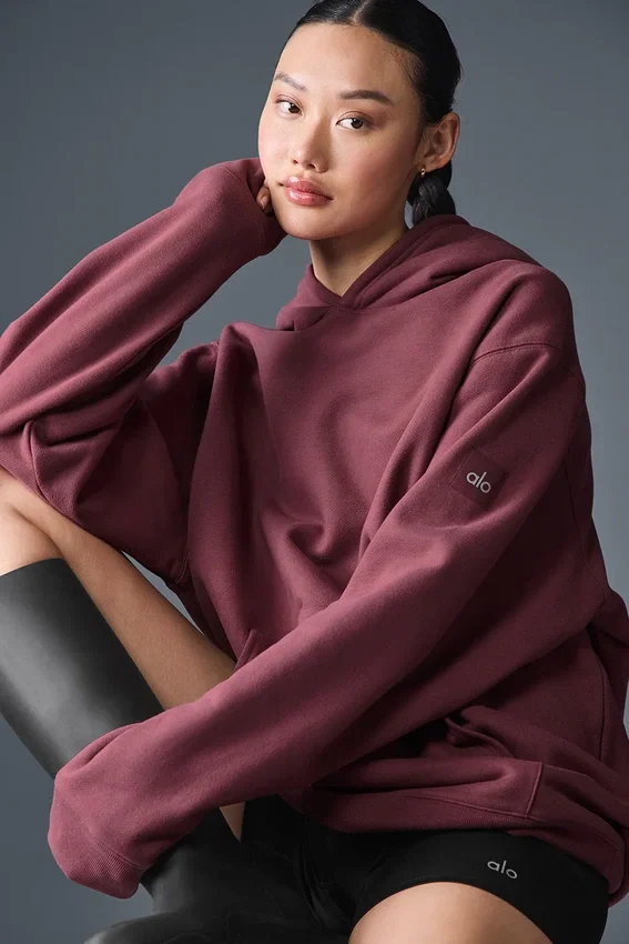 Renown Ağır French Terry Kapüşonlu Sweatshirt - Bordo Trüf
