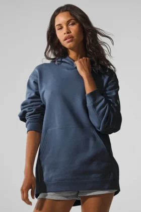 Renown Ağır Kumaş Kapüşonlu Sweatshirt - Bluestone