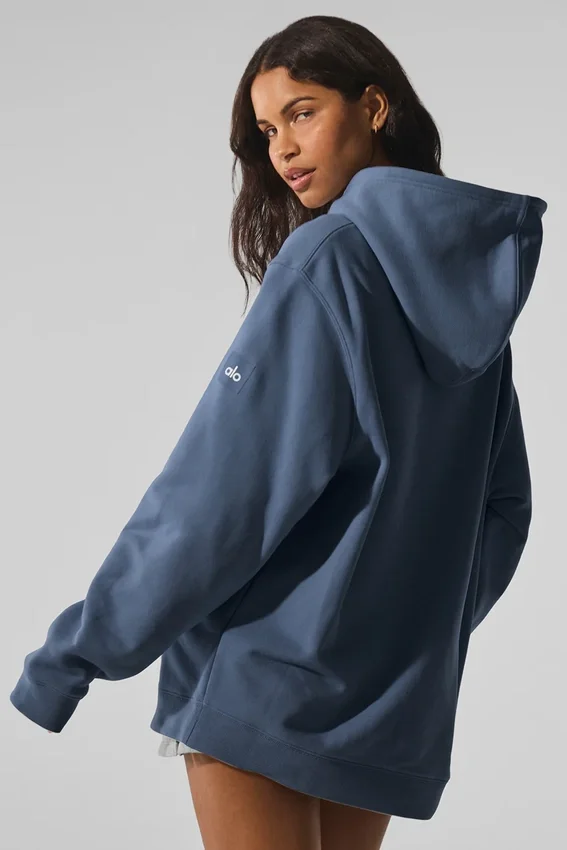 Renown Ağır Kumaş Kapüşonlu Sweatshirt - Bluestone