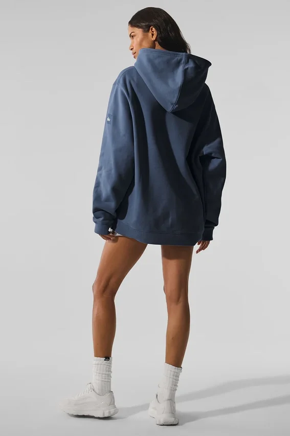 Renown Ağır Kumaş Kapüşonlu Sweatshirt - Bluestone