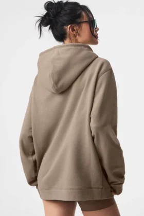 Renown Tam Fermuarlı Kapüşonlu Kapüşonlu Sweatshirt – Gravel