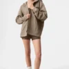 Renown Tam Fermuarlı Kapüşonlu Kapüşonlu Sweatshirt - Gravel