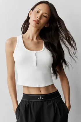 Örgü Modal Henley Atlet - Beyaz