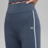 Ribana Kazak Örme Highline Geniş Paça Pantolon - Bluestone/Beyaz