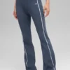 Ribana Kazak Örme Highline Geniş Paça Pantolon - Bluestone/Beyaz