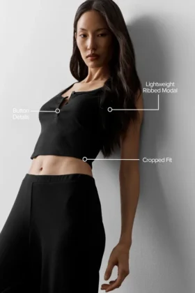 Ribana Modal Henley Tank – Siyah
