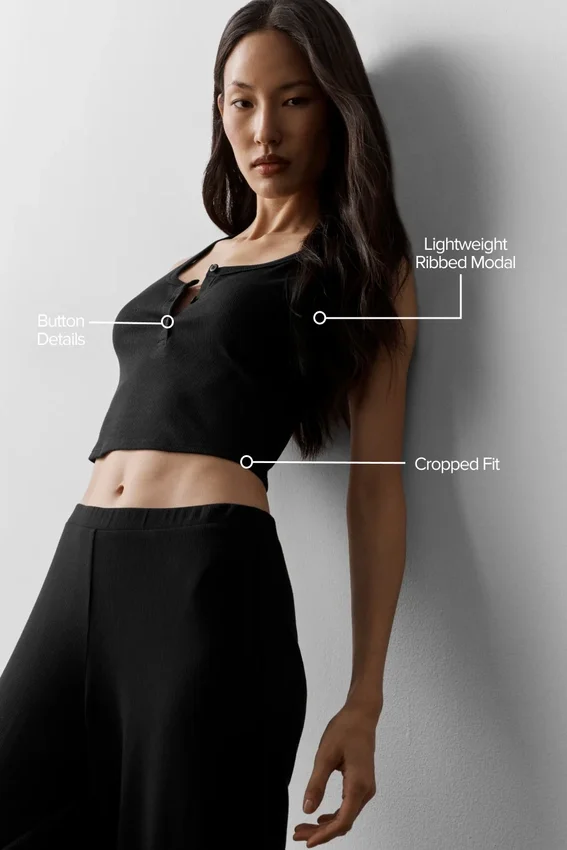 Ribana Modal Henley Tank - Siyah