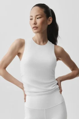 Ribbed En Pointe Tank - Beyaz