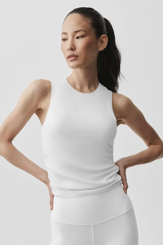 Ribbed En Pointe Tank - Beyaz