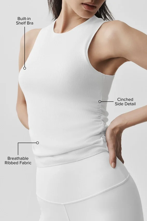 Ribbed En Pointe Tank - Beyaz