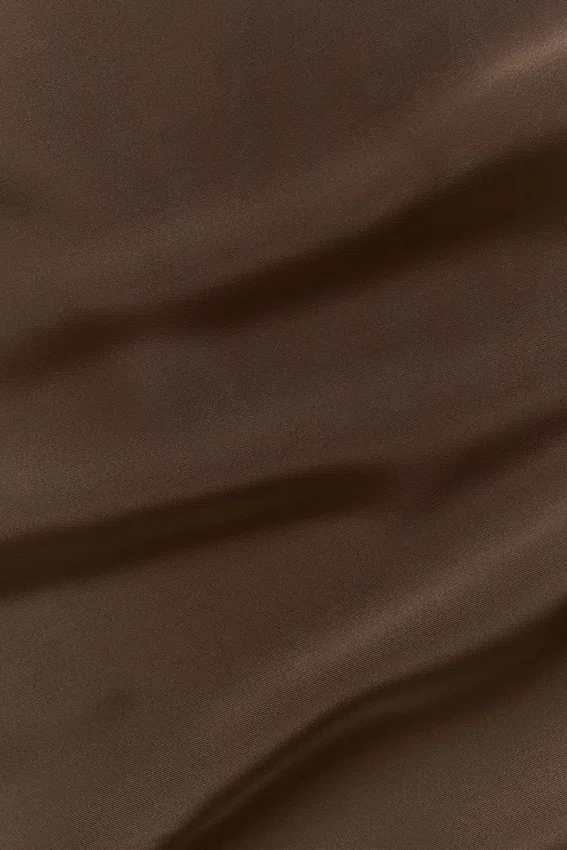 Satin Horizon Kısa Kollu Düğmeli Gömlek - Espresso