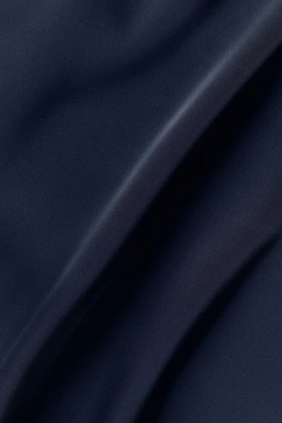 Satin Horizon Kısa Kollu Düğmeli Gömlek - Lacivert