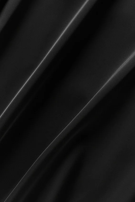 Satin Horizon Kısa Kollu Düğmeli Gömlek - Siyah