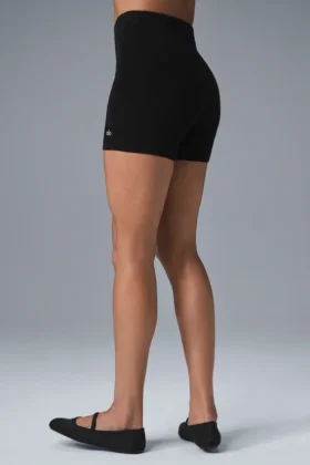 Scholar Knit High-Waist Şort – Siyah