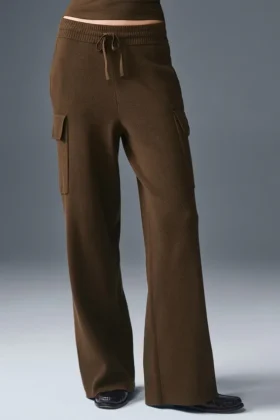 Scholar Örme High-Waist Kargo Pantolon - Espresso