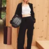 Scholar Örme High-Waist Kargo Pantolon - Siyah