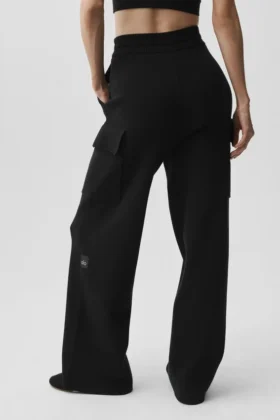 Scholar Örme High-Waist Kargo Pantolon – Siyah
