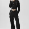Scholar Örme High-Waist Kargo Pantolon - Siyah