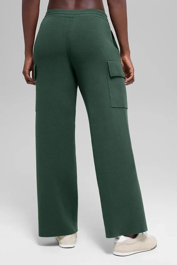 Scholar Örme High-Waist Kargo Pantolon - Yonca Yeşili