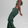 Scholar Örme High-Waist Kargo Pantolon - Yonca Yeşili