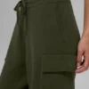 Scholar Örme High-Waist Kargo Pantolon - Zeytin Yeşili