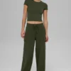 Scholar Örme High-Waist Kargo Pantolon - Zeytin Yeşili