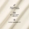 Asimetrik Sheer Glow Uzun Kollu - Fildişi