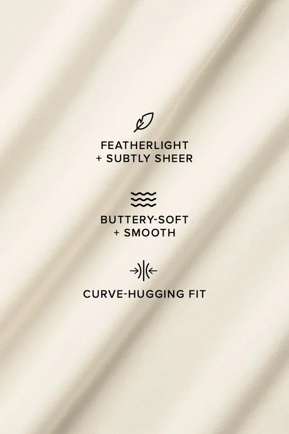 Asimetrik Sheer Glow Uzun Kollu - Fildişi