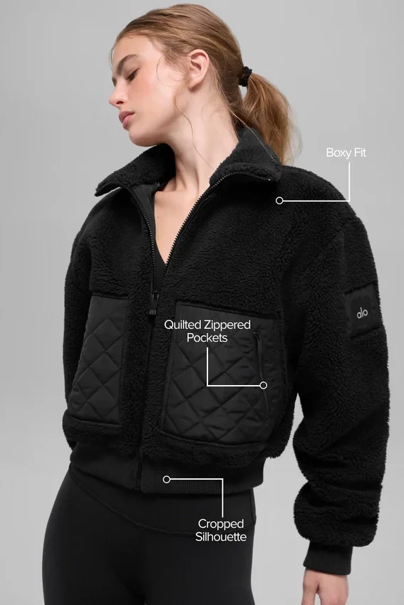 Sherpa Kenarlı Bomber Ceket - Siyah
