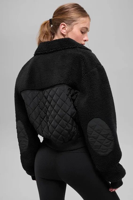 Sherpa Kenarlı Bomber Ceket - Siyah
