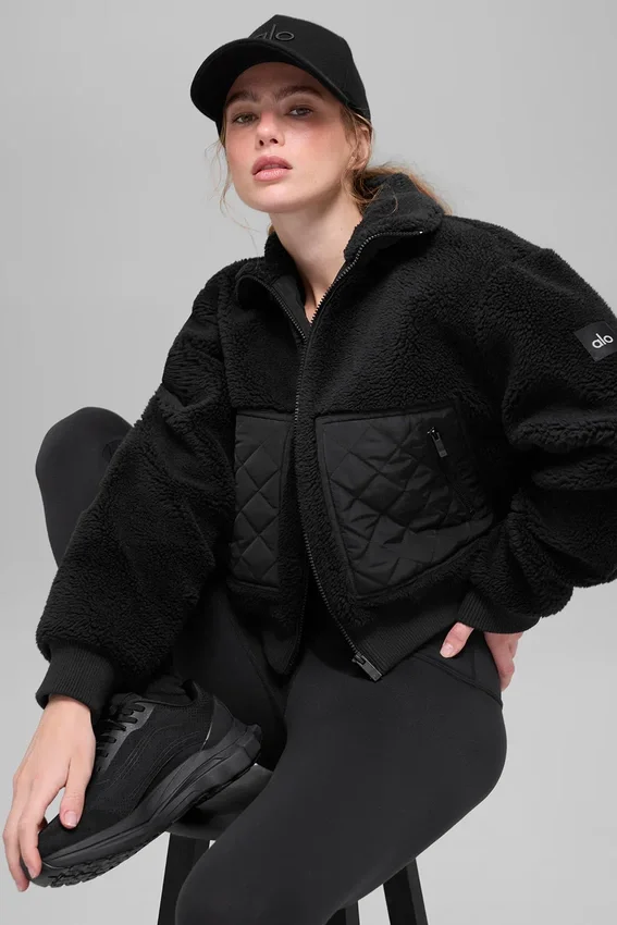 Sherpa Kenarlı Bomber Ceket - Siyah