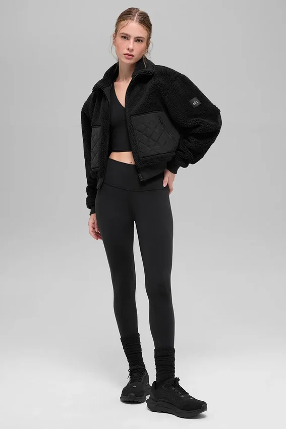 Sherpa Kenarlı Bomber Ceket - Siyah