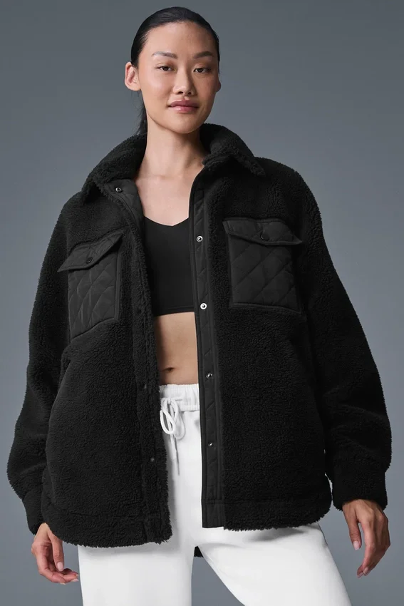 Sherpa Kenarlı Shacket - Siyah
