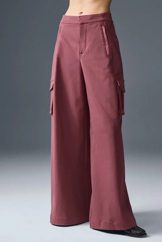 Show Off Kargo Geniş Paça Pantolon (Uzun) - Bordo Trüf