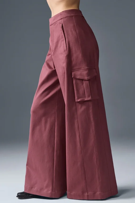 Show Off Kargo Geniş Paça Pantolon (Uzun) - Bordo Trüf