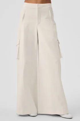 Show Off Kargo Geniş Paça Pantolon (Uzun) - Fildişi