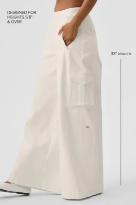 Show Off Kargo Geniş Paça Pantolon (Uzun) – Fildişi