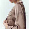 Silk Luminous Düğmeli Gömlek - Alpine Cocoa