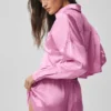 Silk Luminous Kısa Düğmeli Uzun Kollu Gömlek - Candy Heart Pink