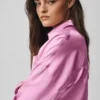 Silk Luminous Kısa Düğmeli Uzun Kollu Gömlek - Candy Heart Pink