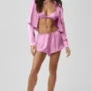 Silk Luminous Kısa Düğmeli Uzun Kollu Gömlek - Candy Heart Pink