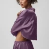 Silk Luminous Kısa Düğmeli Uzun Kollu Gömlek - Plum Kiss