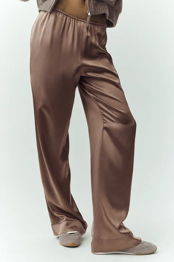 Silk Luminous Pantolon (Uzun) - Alpine Cocoa